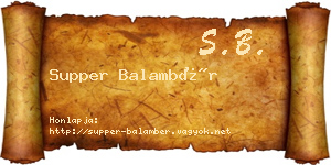Supper Balambér névjegykártya